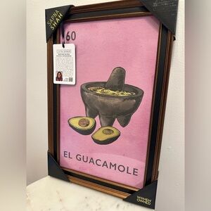 Sapna Shah 60 El Guacamole Mexican Inspired Bronze Framed Loteria Card, 12x18